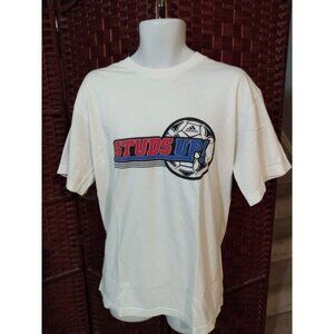 Vintage Y2K Adidas Studs Up Soccer T Shirt Double Sided Adult Medium 2000s